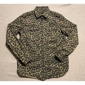 Banana Republic Women Dillon Shirt XS Green Black Flap Pocket Collared Button-Up